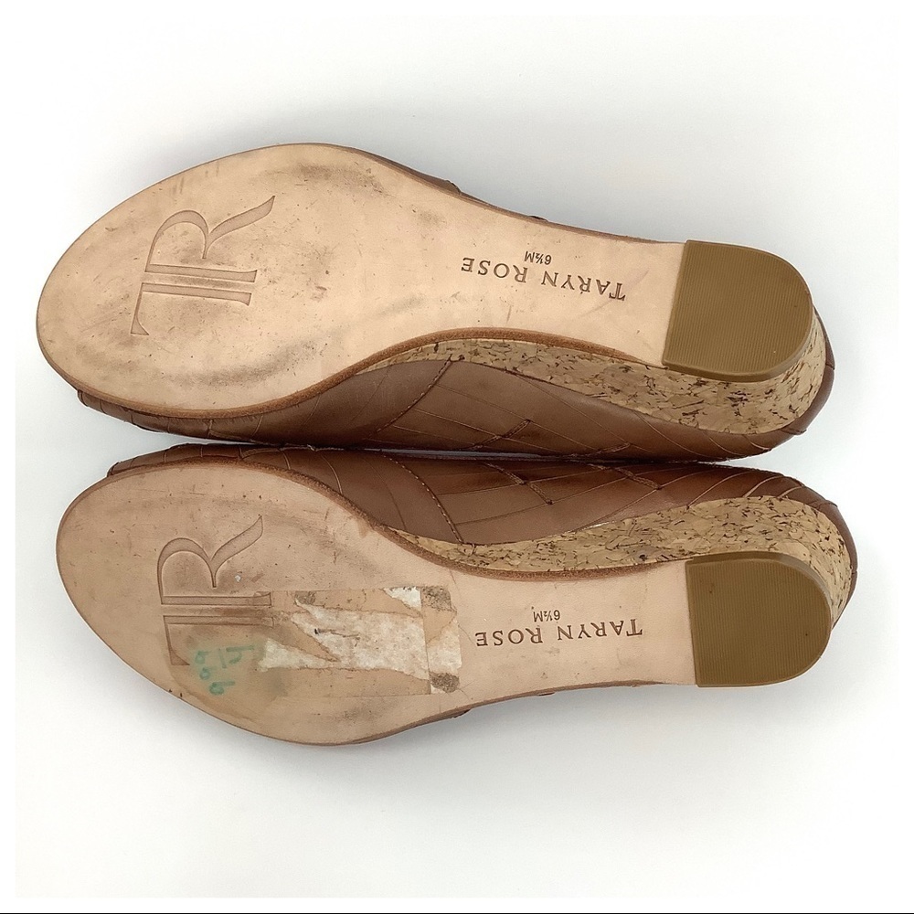 FINAL PRICE Taryn Rose Sadey Leather Peep Toe Cork Wedges 6.5M - Picture 11 of 14